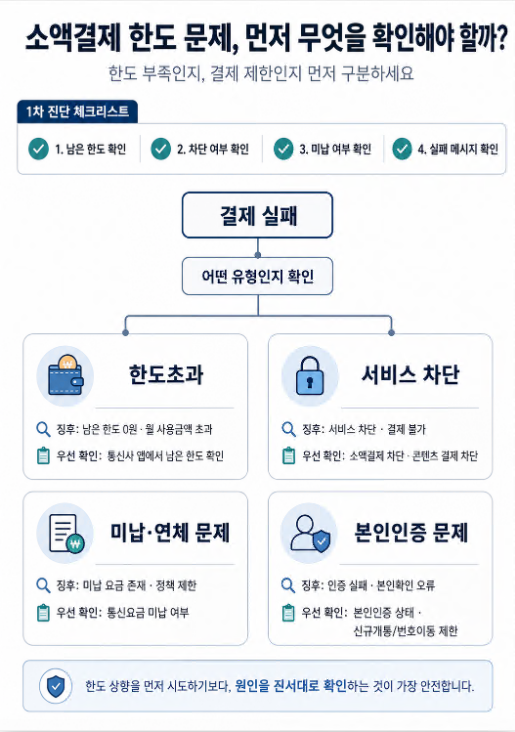 소액결제 한도 해결 안내 이미지
