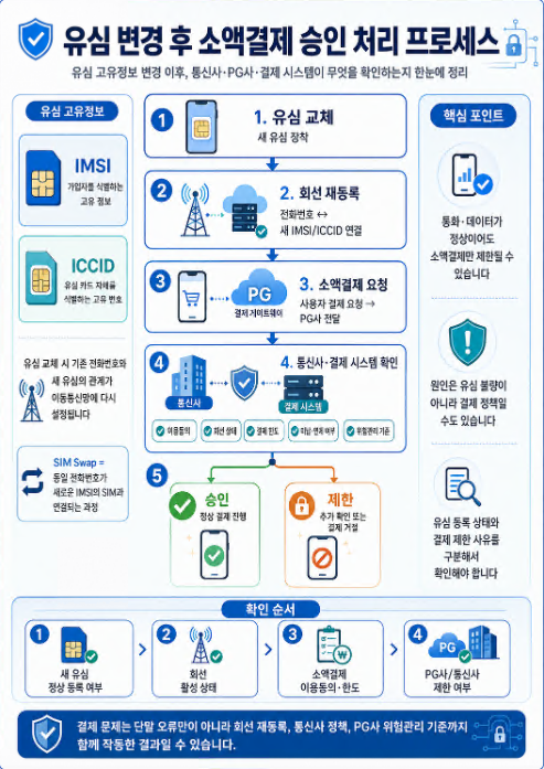 유심 변경 후 결제 오류 안내 이미지